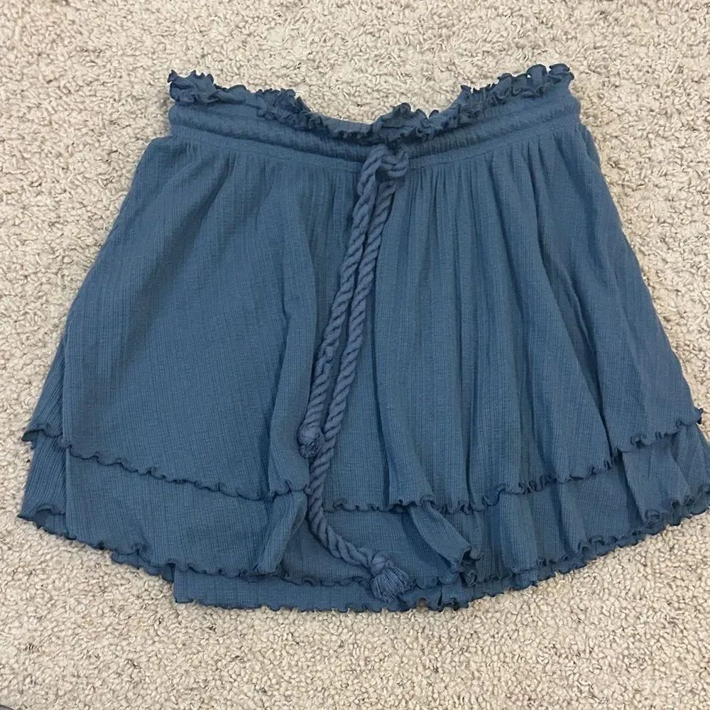 Free People Beach Ruffle Mini Skirt with rope belt/tie